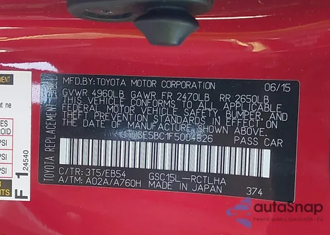 2015 Lexus Rc 350 z USA, uszkodzony, nr VIN JTHSE5BC1F5004826